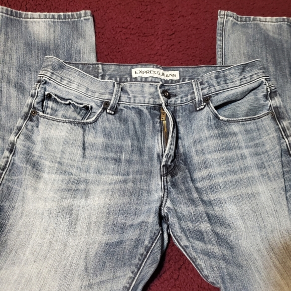 Express Rocco Slim Fit Skinny Leg Jeans Dark BlueWash MenSz33x30(actl.sz36x28.5) - Picture 5 of 12